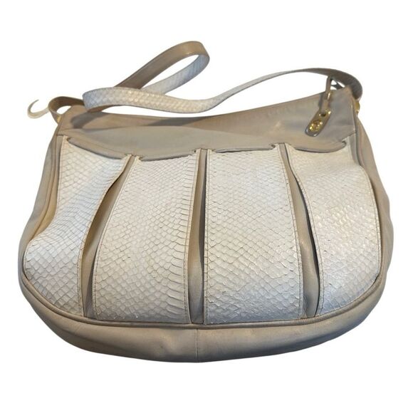 Gucci white snakeskin and beige leather large shoulder bag - Picture 4 of 14